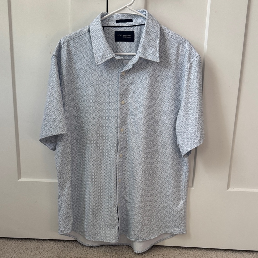 Jach’s Men's Blue Geometric Casual Shirt